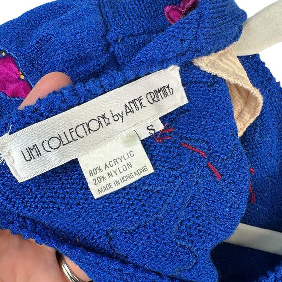 Vintage Anne Crimmins Umi Collections Sweater Womens Small Floral 3D Applique - Picture 11 of 12